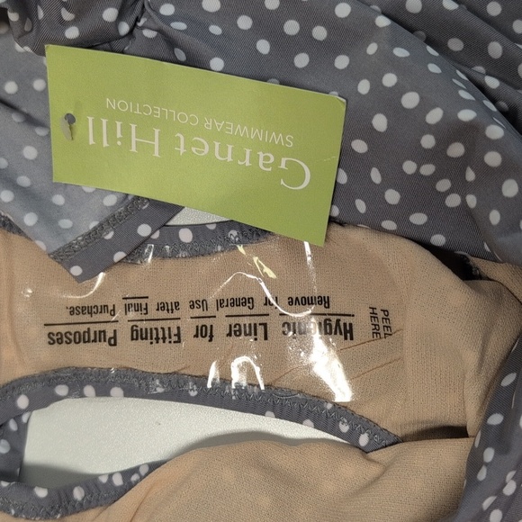 NWT Garnet Hill Gray/White Polka Dot Ruched Swim Skirt Size 10 - Picture 4 of 5